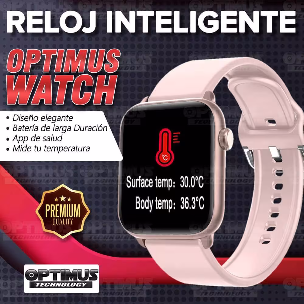 Smartwatch Reloj Inteligente OPTIMUS WATCH™ (KW37 PRO) Mide Temperatura Presión Arterial y Ritmo Cardíaco OPTIMUS TECHNOLOGY™ -