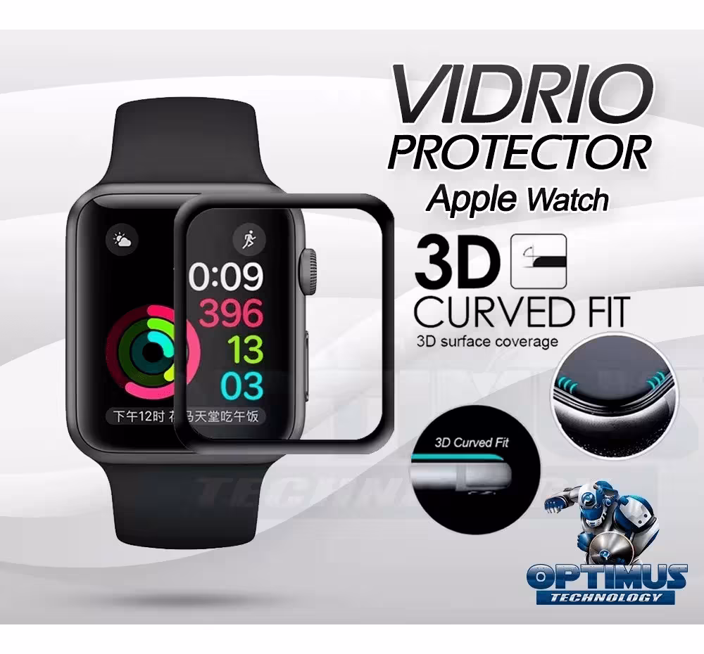 Vidrio Templado Completo Reloj Iwatch Apple Watch 38mm | OPTIMUS TECHNOLOGY™ | VTP-APP-W38 |