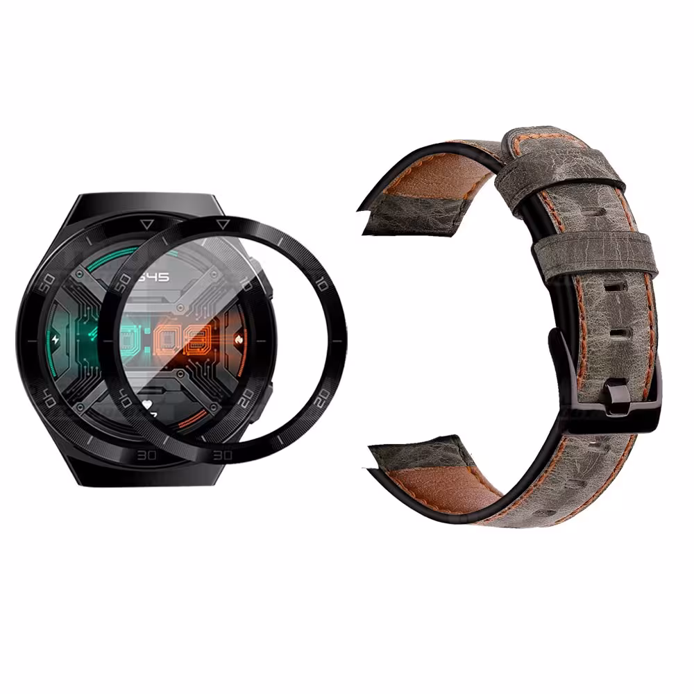 Vidrio Templado Cerámico Y Correa de cuero Smartwatch Reloj Inteligente Huawei Gt2E