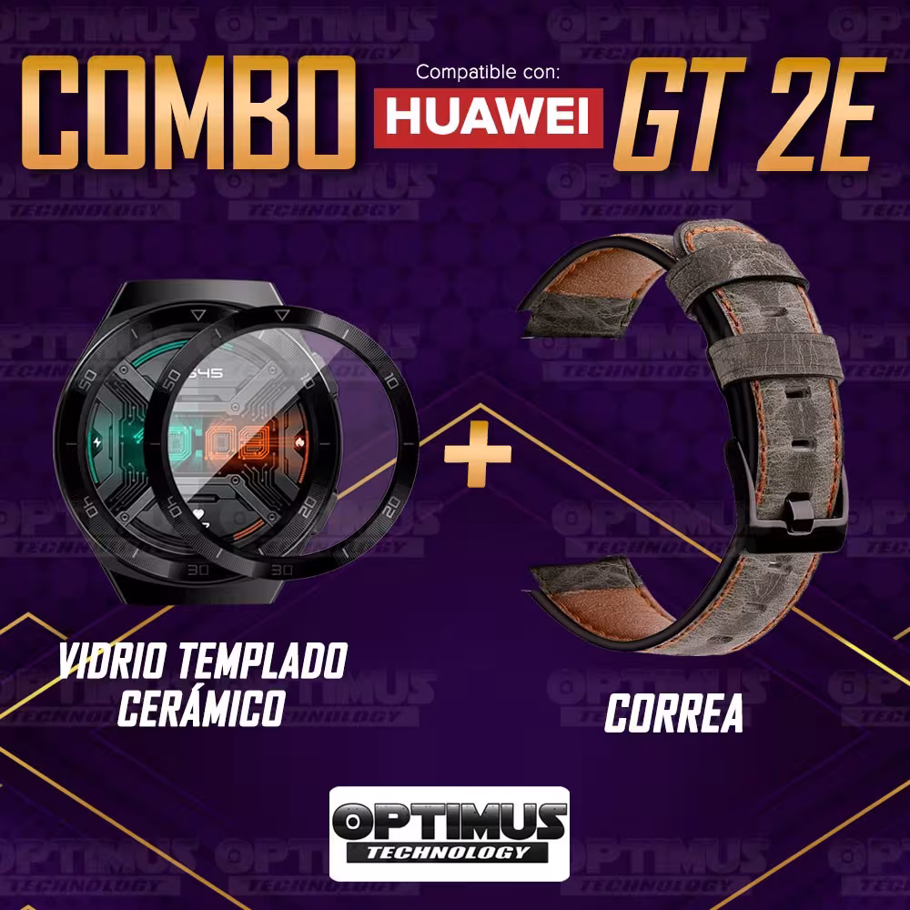 Vidrio Templado Cerámico Y Correa de cuero Smartwatch Reloj Inteligente Huawei Gt2E