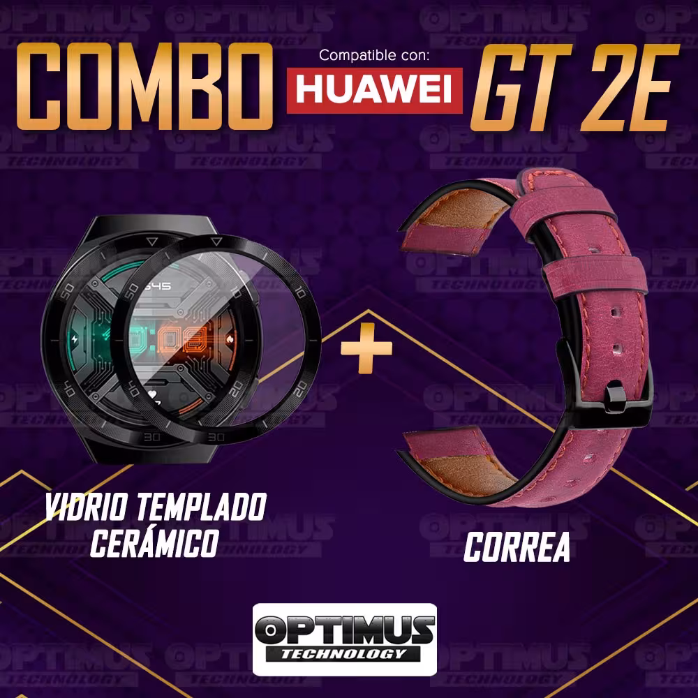 Vidrio Templado Cerámico Y Correa de cuero Smartwatch Reloj Inteligente Huawei Gt2E