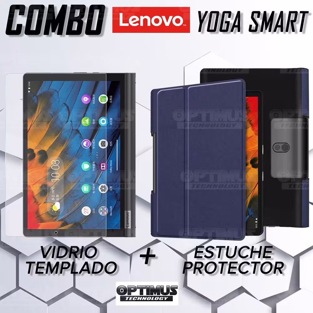 Kit Vidrio Templado y Estuche Case Acrílico y Sintético Lenovo Yoga Smart Tab Yt-x 705f OPTIMUS TECHNOLOGY™ - 7