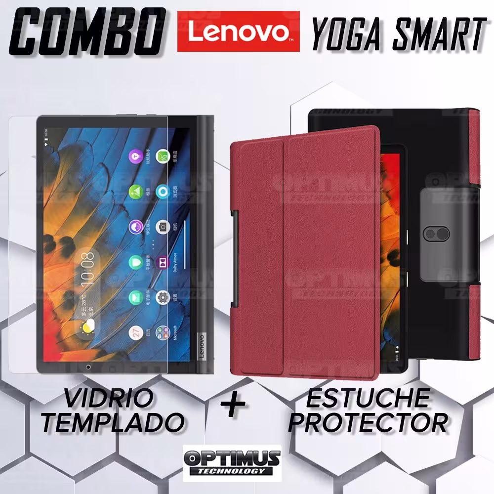 Kit Vidrio Templado y Estuche Case Acrílico y Sintético Lenovo Yoga Smart Tab Yt-x 705f OPTIMUS TECHNOLOGY™ - 9