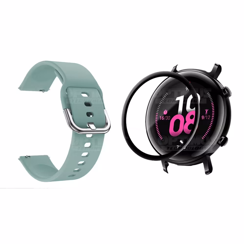 Kit Pulso Banda Y Vidrio Templado Cerámico Protector Para Reloj Huawei Gt2 42mm | OPTIMUS TECHNOLOGY™ | CRR-VTP-HW-GT2-42 |
