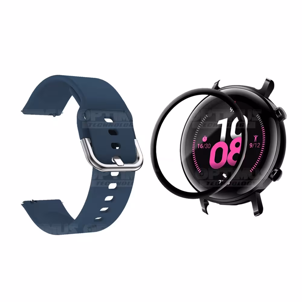 Kit Pulso Banda Y Vidrio Templado Cerámico Protector Para Reloj Huawei Gt2 42mm | OPTIMUS TECHNOLOGY™ | CRR-VTP-HW-GT2-42 |
