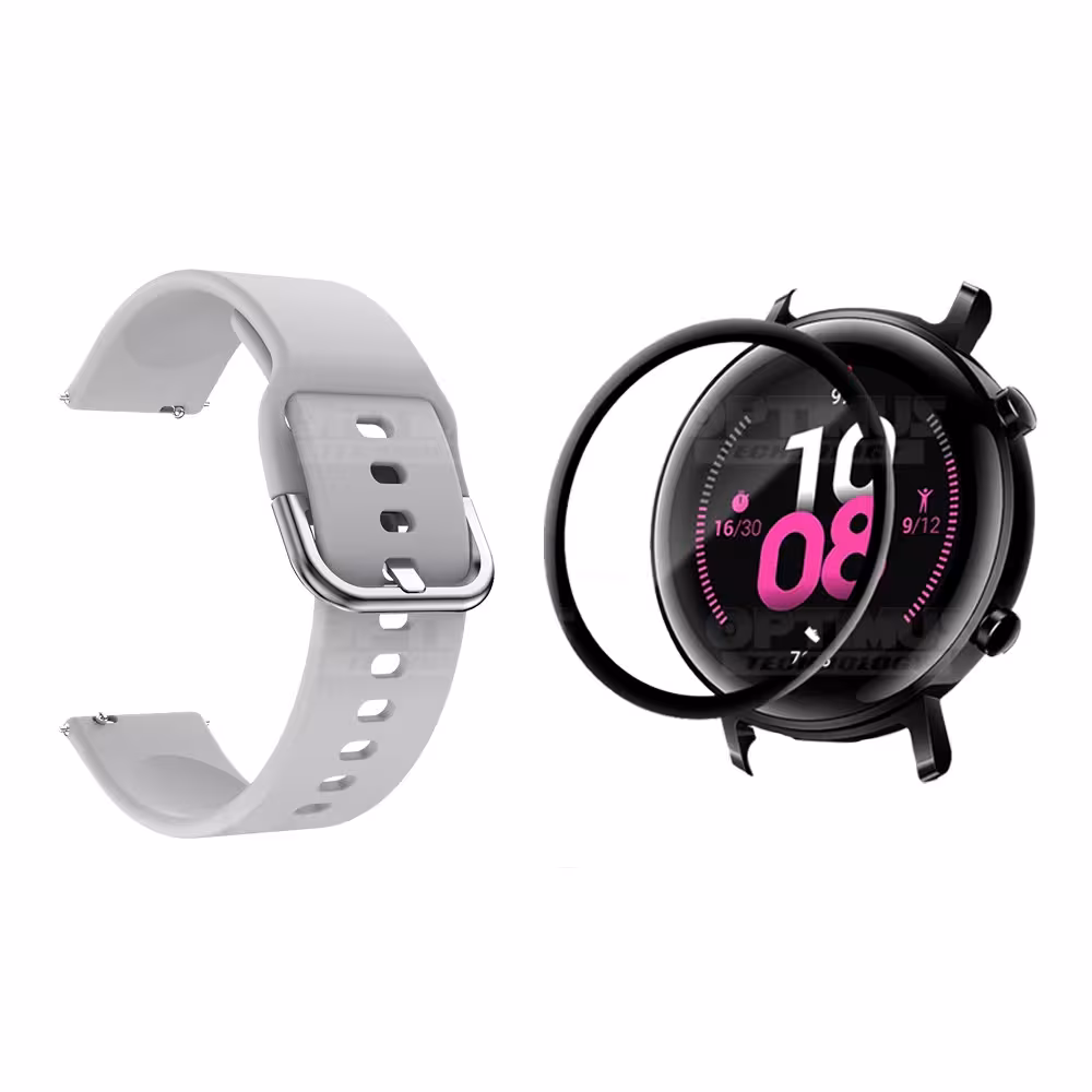 Kit Pulso Banda Y Vidrio Templado Cerámico Protector Para Reloj Huawei Gt2 42mm | OPTIMUS TECHNOLOGY™ | CRR-VTP-HW-GT2-42 |