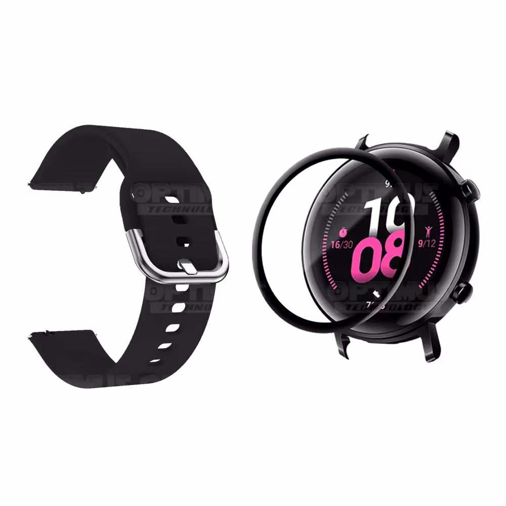 Kit Pulso Banda Y Vidrio Templado Cerámico Protector Para Reloj Huawei Gt2 42mm | OPTIMUS TECHNOLOGY™ | CRR-VTP-HW-GT2-42 |
