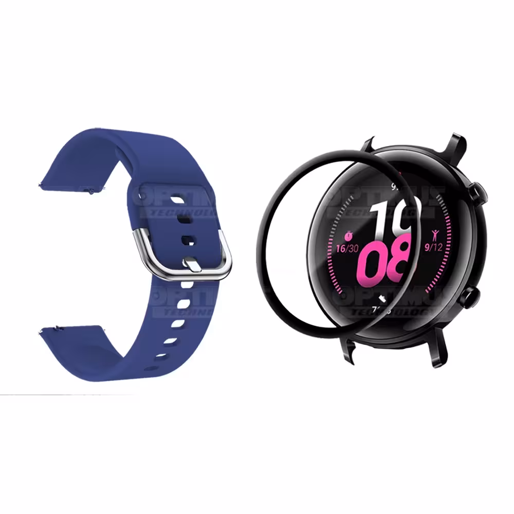 Kit Pulso Banda Y Vidrio Templado Cerámico Protector Para Reloj Huawei Gt2 42mm | OPTIMUS TECHNOLOGY™ | CRR-VTP-HW-GT2-42 |