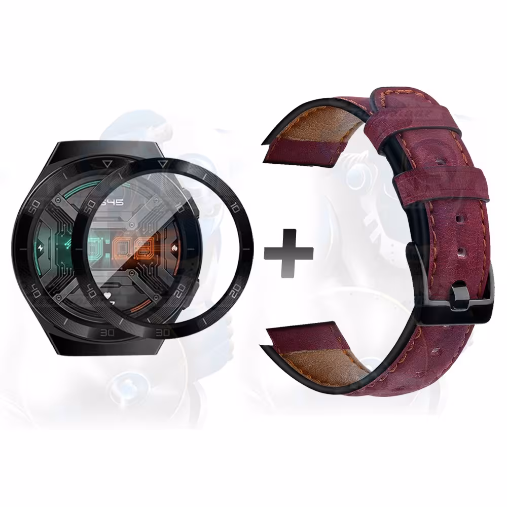 Vidrio Templado Cerámico Y Correa de cuero Smartwatch Reloj Inteligente Huawei Gt2E | OPTIMUS TECHNOLOGY™ | CRRC-VTP-HW-GT2E |