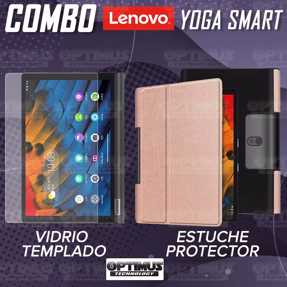 Kit Vidrio Templado y Estuche Case Acrílico y Sintético Lenovo Yoga Smart Tab Yt-x 705f OPTIMUS TECHNOLOGY™ - 8