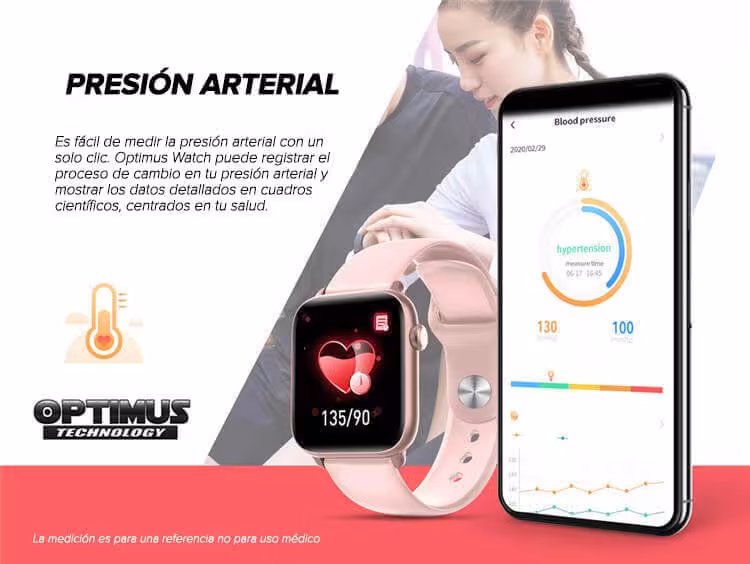 Smartwatch Reloj Inteligente OPTIMUS WATCH™ (KW37 PRO) Mide Temperatura Presión Arterial y Ritmo Cardíaco OPTIMUS TECHNOLOGY™ -