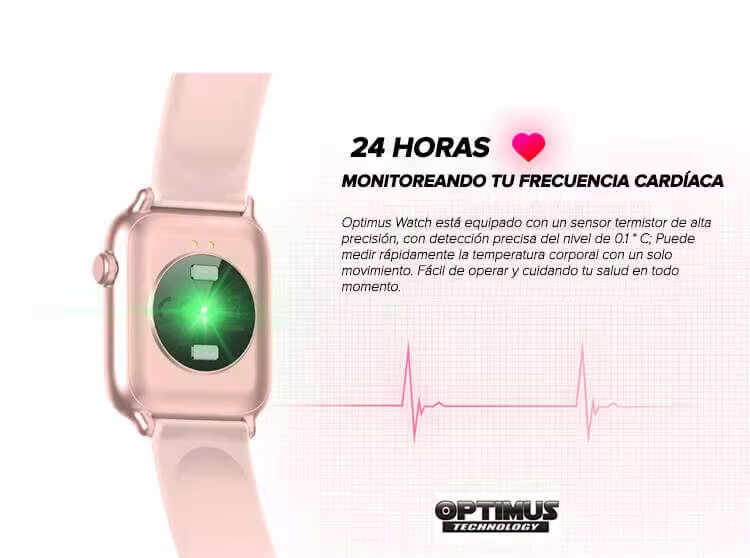 Smartwatch Reloj Inteligente OPTIMUS WATCH™ (KW37 PRO) Mide Temperatura Presión Arterial y Ritmo Cardíaco OPTIMUS TECHNOLOGY™ -