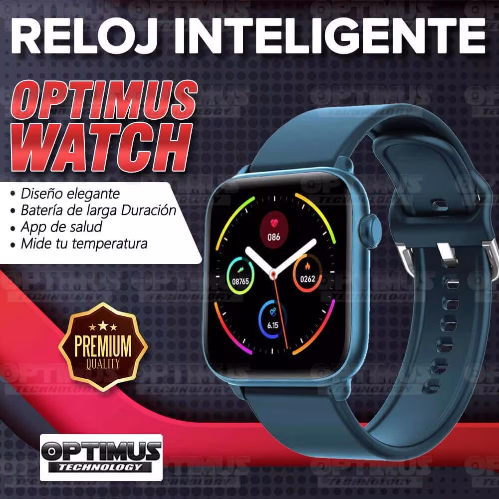 Smartwatch Reloj Inteligente OPTIMUS WATCH™ (KW37 PRO) Mide Temperatura Presión Arterial y Ritmo Cardíaco OPTIMUS TECHNOLOGY™ -