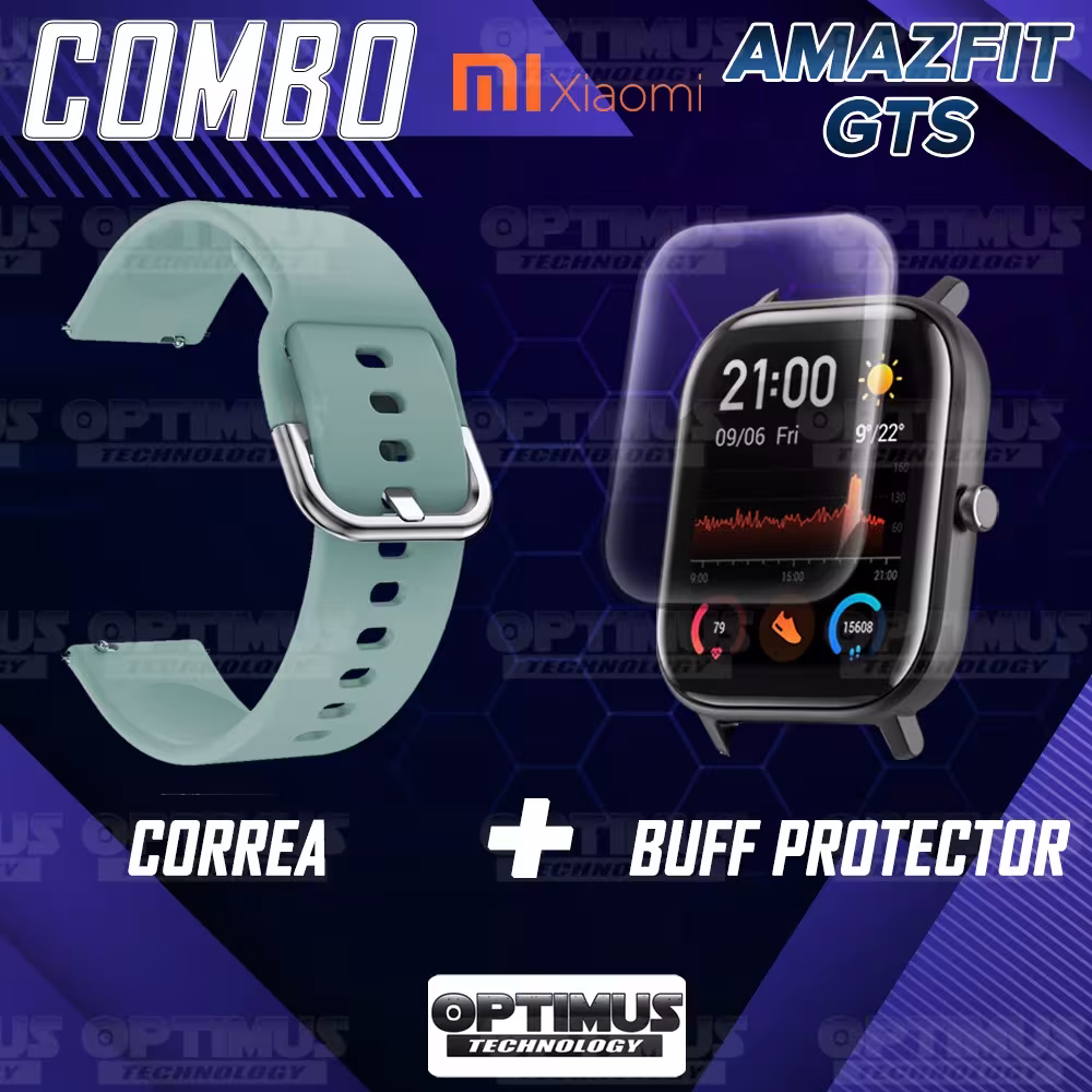 Kit Correa Pulso Y Buff Screen Para Reloj Inteligente Xiaomi Amazfit GTS | OPTIMUS TECHNOLOGY™ | CRR-BFF-XMI-AF-GTS |