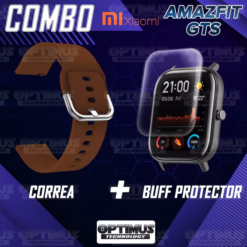 Kit Correa Pulso Y Buff Screen Para Reloj Inteligente Xiaomi Amazfit GTS | OPTIMUS TECHNOLOGY™ | CRR-BFF-XMI-AF-GTS |
