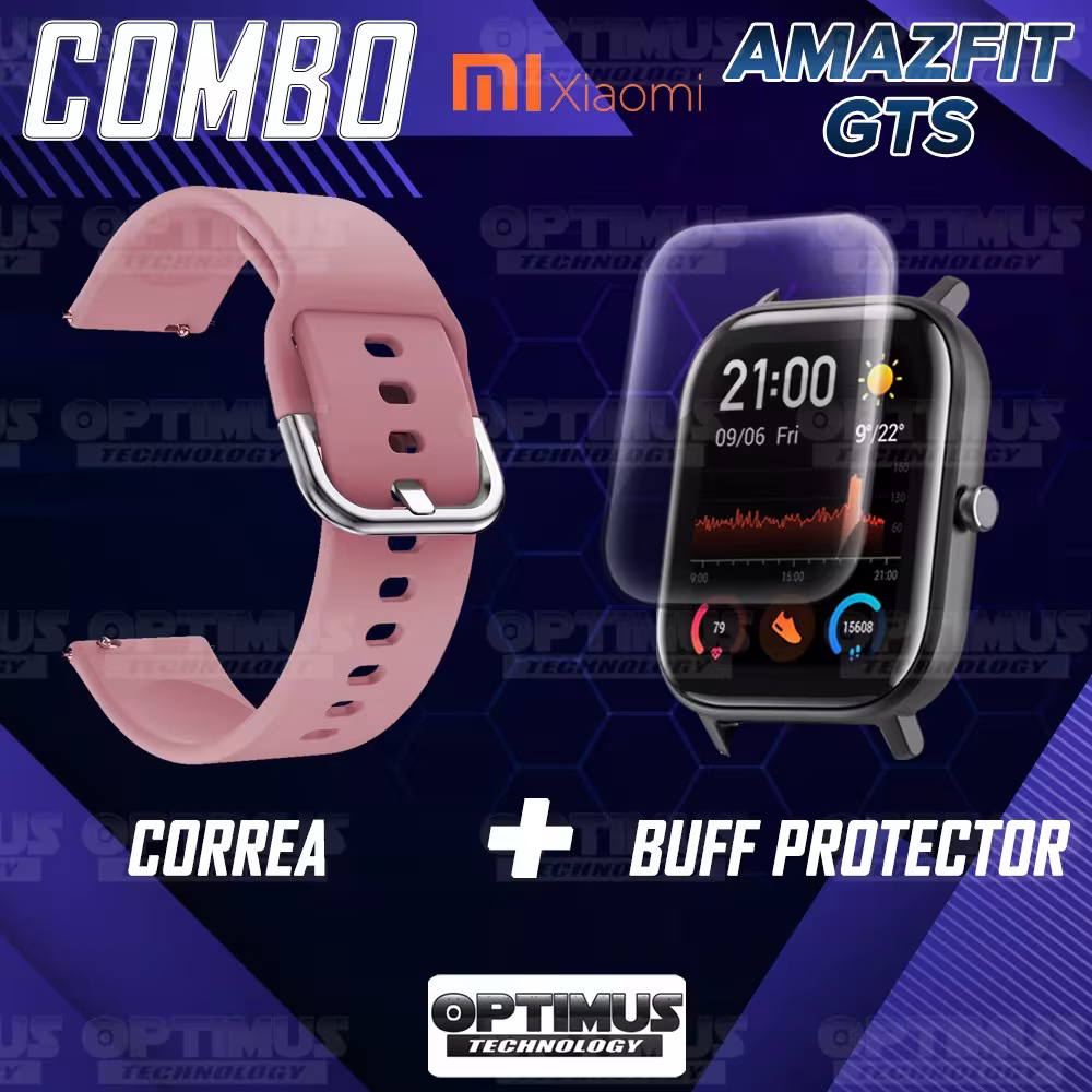 Kit Correa Pulso Y Buff Screen Para Reloj Inteligente Xiaomi Amazfit GTS | OPTIMUS TECHNOLOGY™ | CRR-BFF-XMI-AF-GTS |
