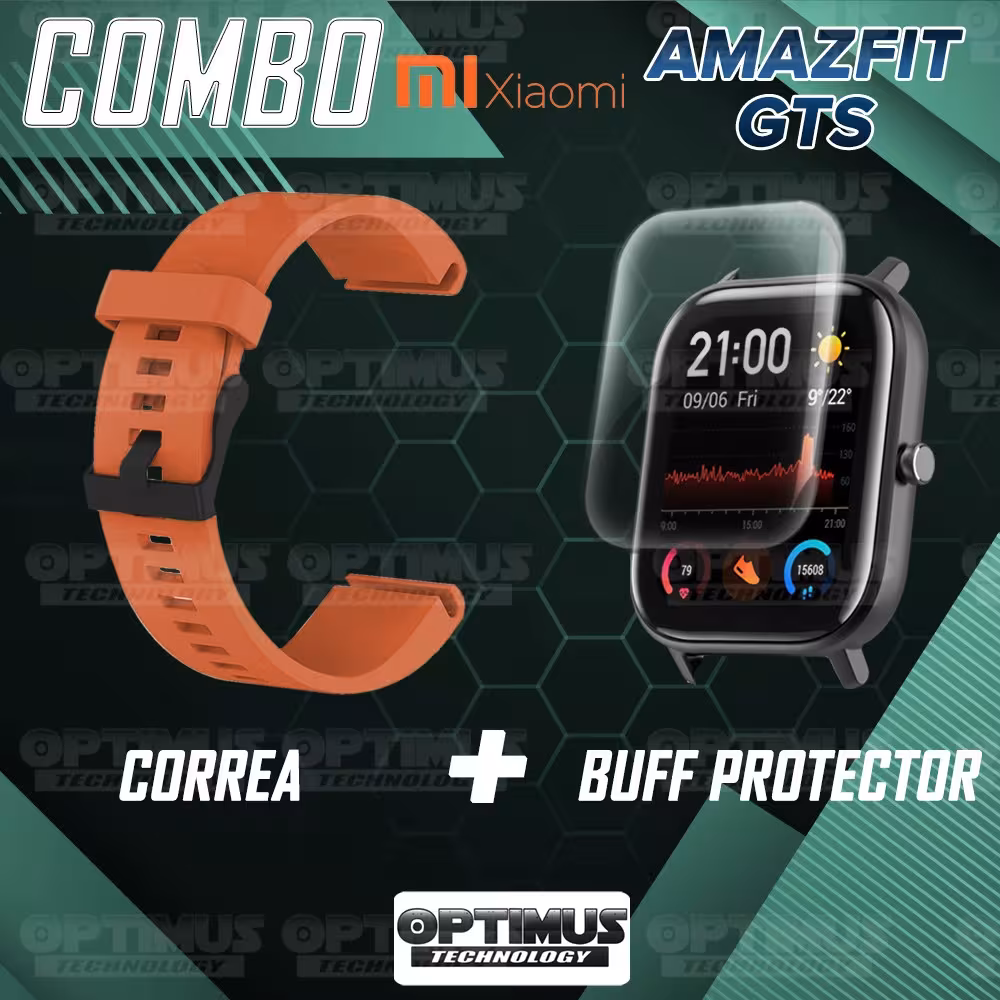 Kit Manilla Banda Y Buff Film Screen Para Reloj Smartwatch Xiaomi Amazfit GTS | OPTIMUS TECHNOLOGY™ | CRR-BFF-HP-XMI-AF-GTS |