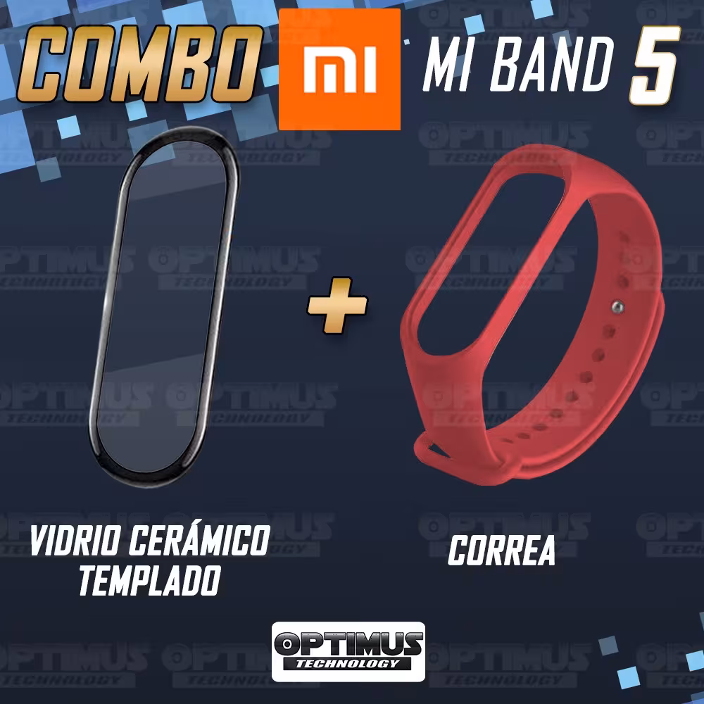 Kit Correa Pulso y Vidrio Templado Cerámico Protector de Reloj inteligente Xiaomi Mi band 5 OPTIMUS TECHNOLOGY™ - 22