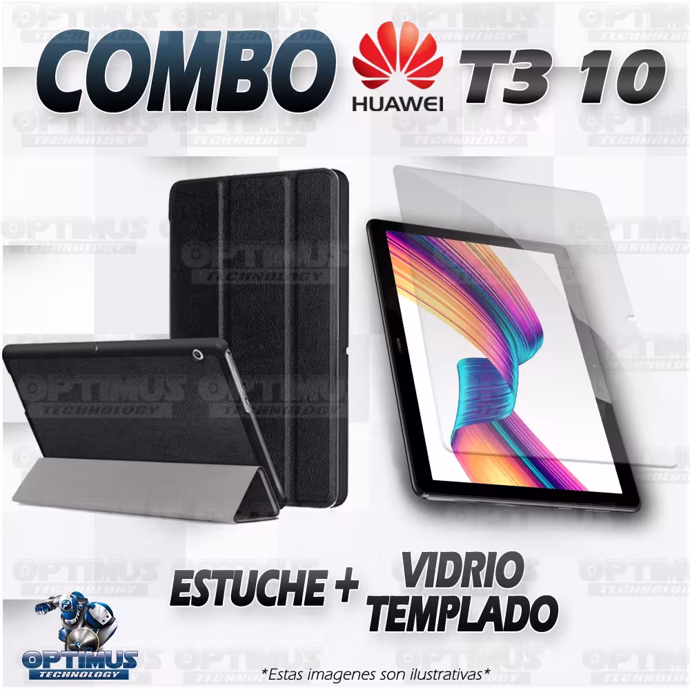 Kit Vidrio Templado y Estuche Case Protector Acrílico y Sintético Tablet Huawei T3-10 OPTIMUS TECHNOLOGY™ - 6