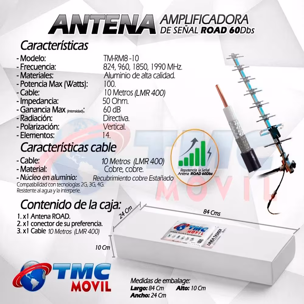 Antena Amplificadora de señal ROAD 60dBs