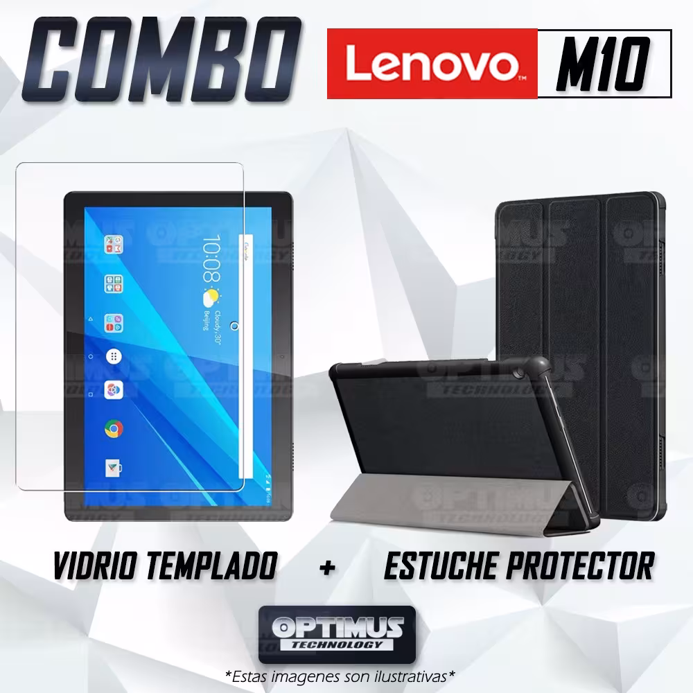 Kit Vidrio Cristal Templado Y Estuche Protector para Tablet Lenovo Tab M10 Tb-x505f OPTIMUS TECHNOLOGY™ - 2