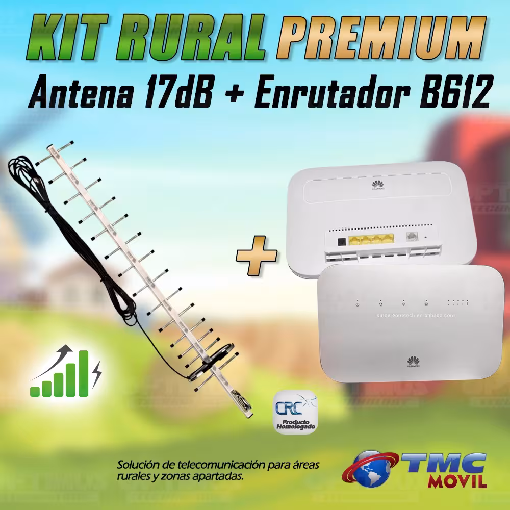 KIT Antena Amplificadora De Señal Yagi 17 Db Con Modem Enrutador Huawei B612 | HUAWEI COLOMBIA | KT-YG17-B612 |