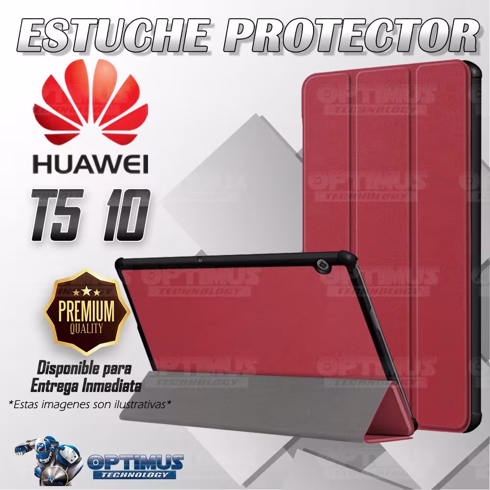 Kit Vidrio Templado y Estuche Forro Protector Acrílico y Sintético Tablet Huawei T5-10 OPTIMUS TECHNOLOGY™ - 7