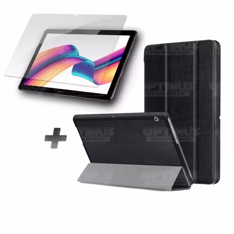 Kit Vidrio Templado y Estuche Forro Protector Acrílico y Sintético Tablet Huawei T5-10