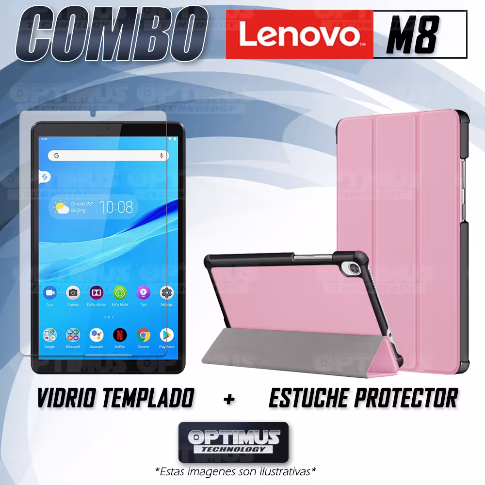 Kit Vidrio Cristal Templado Y Estuche Case Protector para Tablet Lenovo Tab M8 X8505f OPTIMUS TECHNOLOGY™ - 22