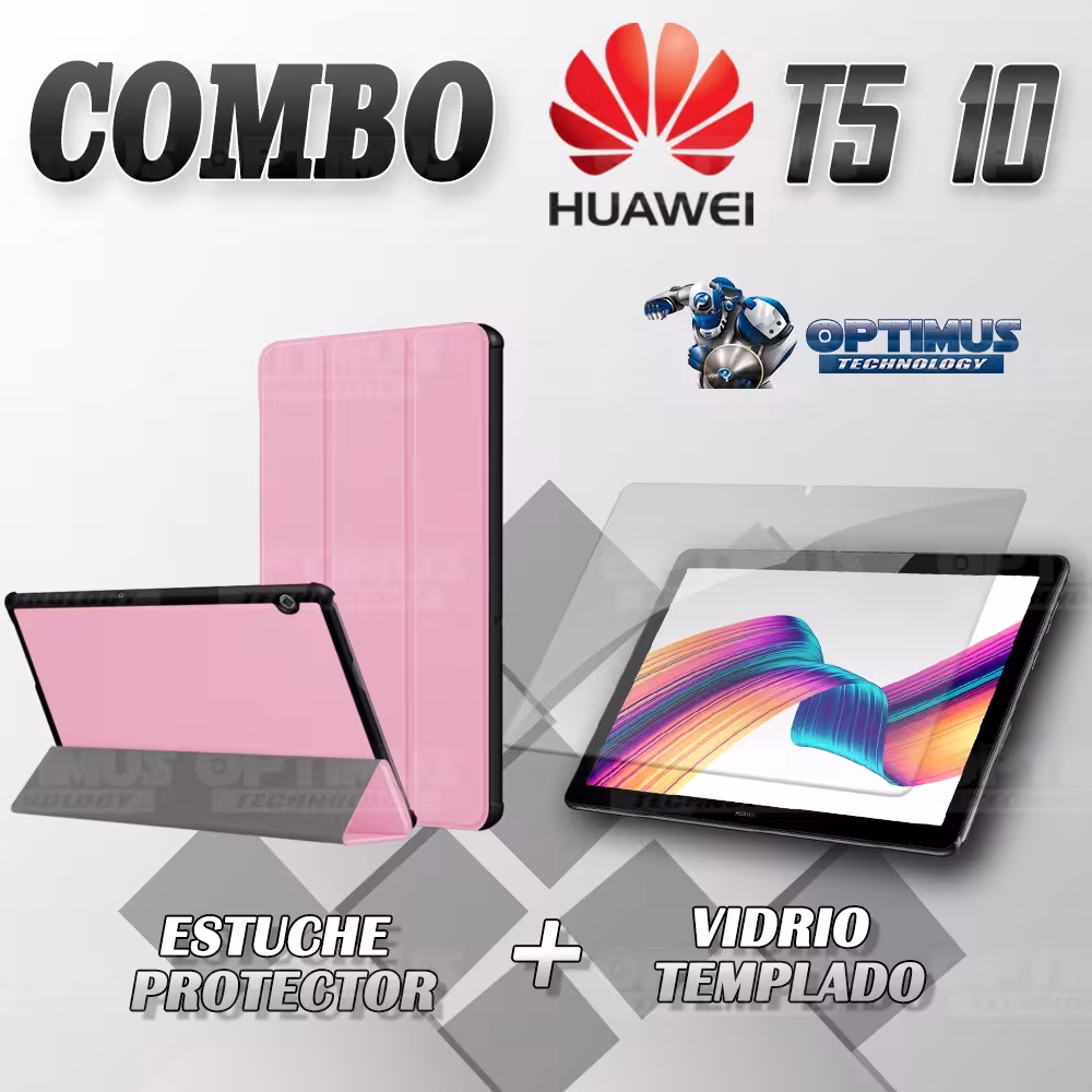 Kit Vidrio Templado y Estuche Forro Protector Acrílico y Sintético Tablet Huawei T5-10 OPTIMUS TECHNOLOGY™ - 14