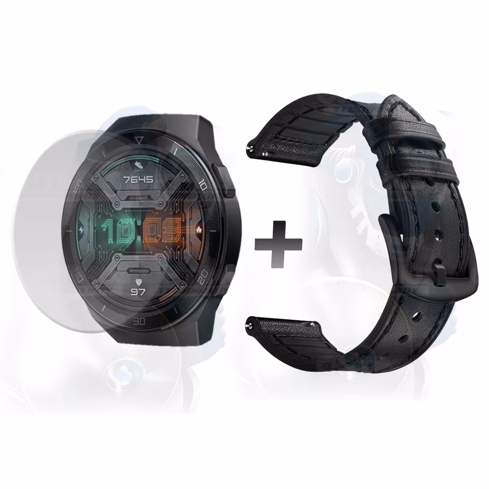 Buff Film Screen Protector Y Correa de cuero Smartwatch Reloj Inteligente Huawei Gt2E | OPTIMUS TECHNOLOGY™ | CRRC-BFF-HW-GT2E |