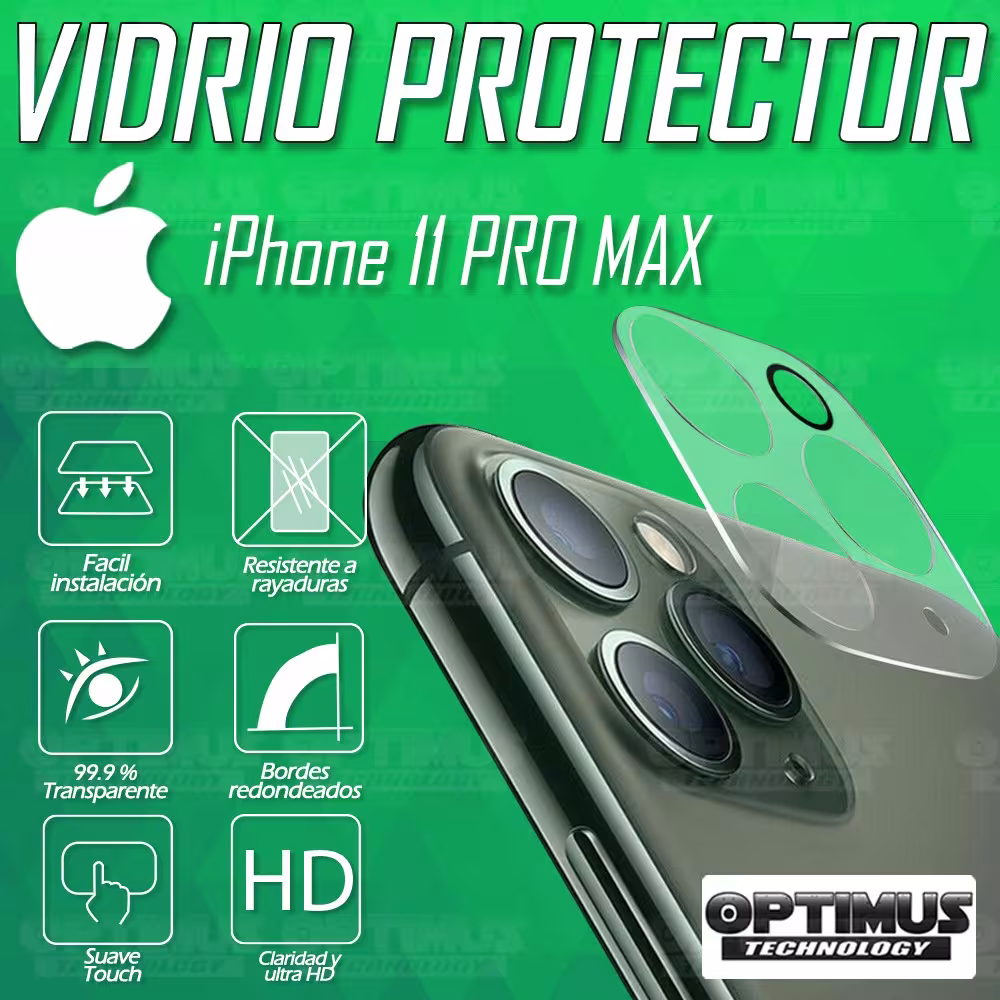 Vidrio Cristal Templado Protector de Camara Celular iPhone 11 Pro Max | OPTIMUS TECHNOLOGY™ | VTP-APP-IPH-11-PRO-MAX |