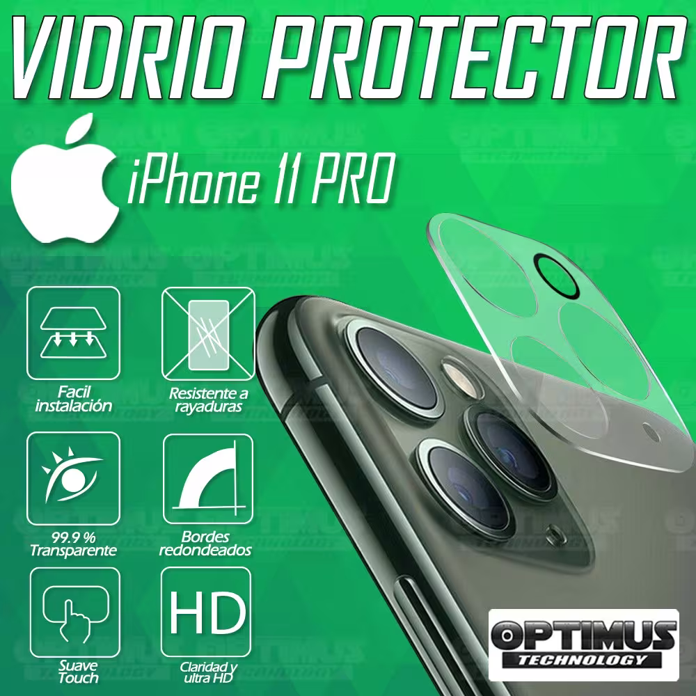 Vidrio Cristal Templado Screen Protector de Camara para iPhone 11 Pro | OPTIMUS TECHNOLOGY™ | VTP-APP-IPH-11-PRO |
