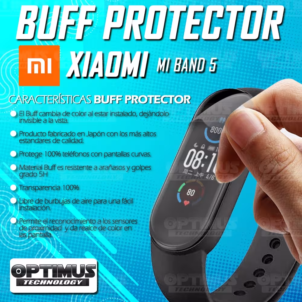 Buff Screen Protector para reloj Smartwatch Xiaomi Mi Smart Band 5 | OPTIMUS TECHNOLOGY™ | BFF-XMI-MB-5 |