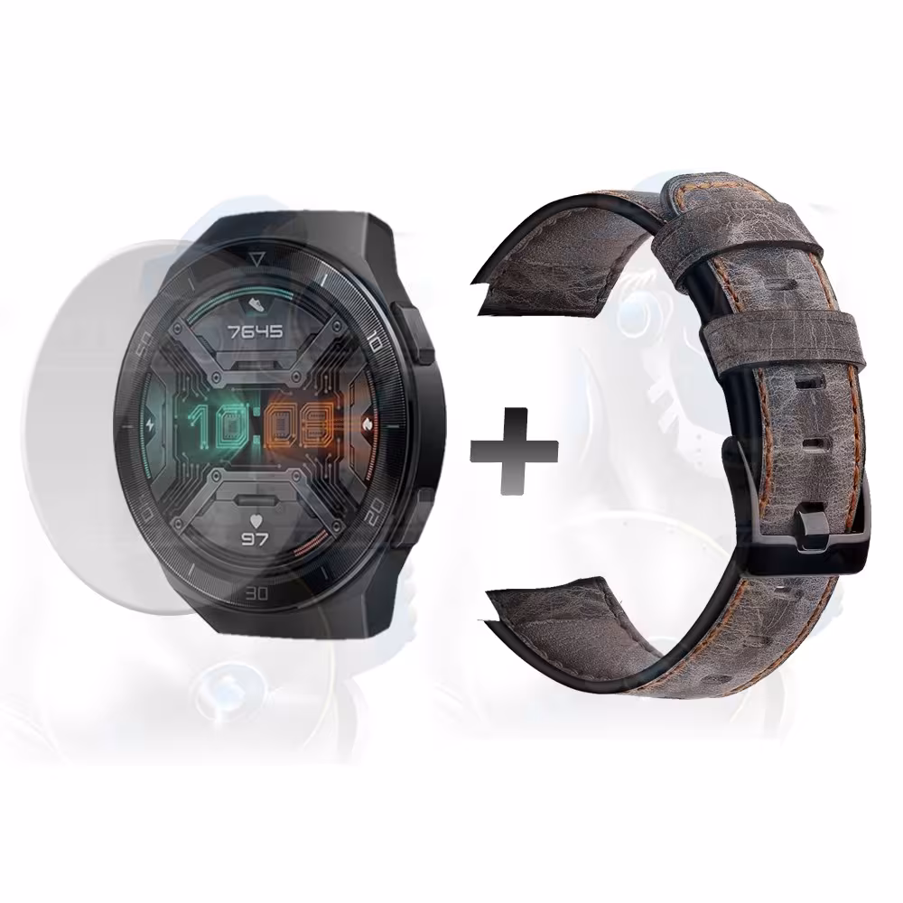 Buff Film Screen Protector Y Correa de cuero Smartwatch Reloj Inteligente Huawei Gt2E | OPTIMUS TECHNOLOGY™ | CRRC-BFF-HW-GT2E |