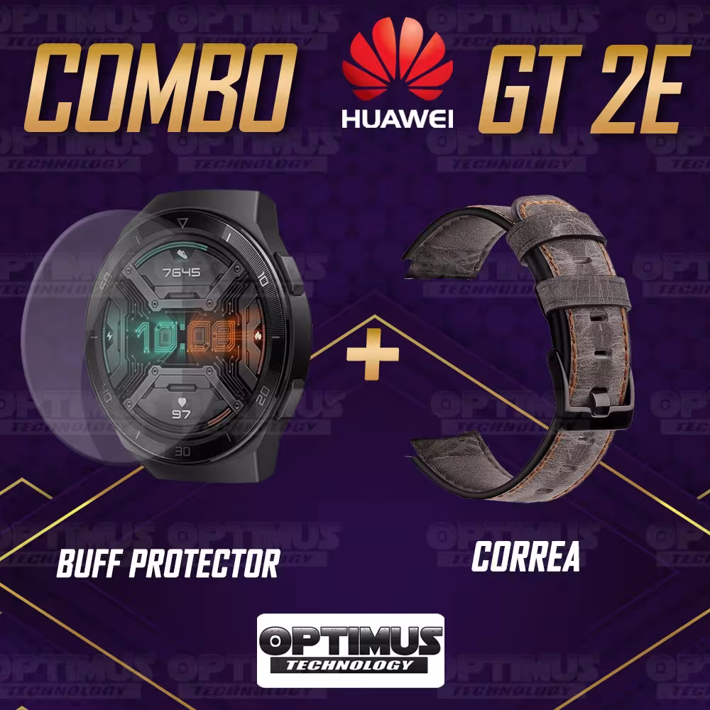 Buff Film Screen Protector Y Correa de cuero Smartwatch Reloj Inteligente Huawei Gt2E | OPTIMUS TECHNOLOGY™ | CRRC-BFF-HW-GT2E |