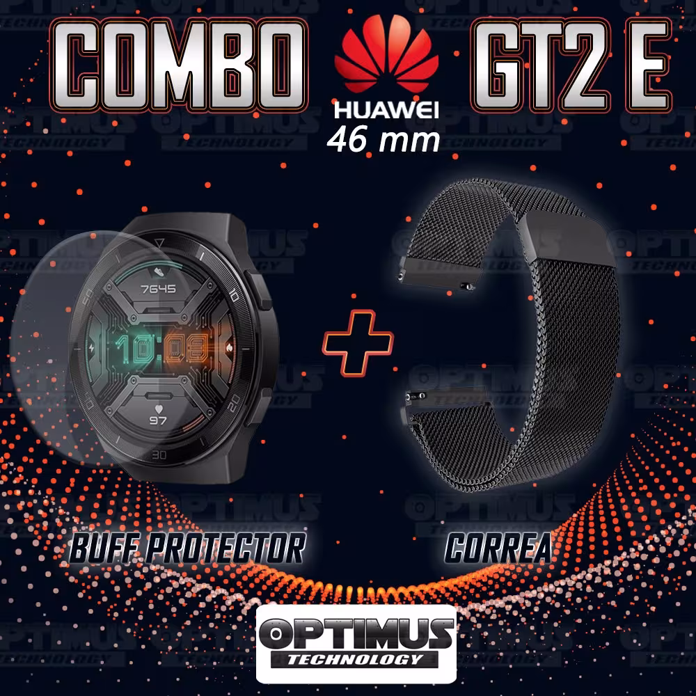 Buff Film Screen Protector Y Correa Magnética Acero Inoxidable Smartwatch Reloj Inteligente Huawei Gt2E OPTIMUS TECHNOLOGY™ - 8
