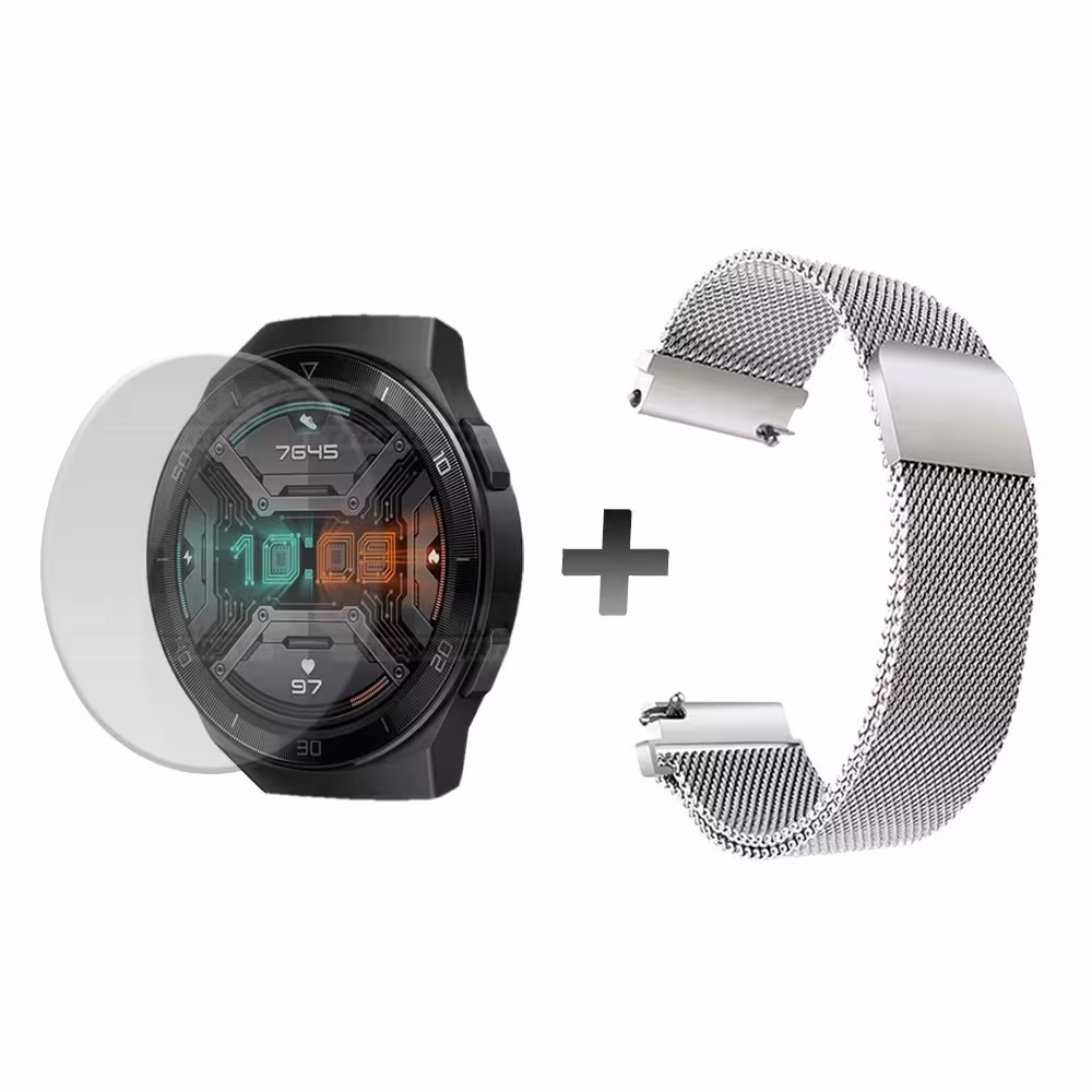 Buff Film Screen Protector Y Correa Magnética Acero Inoxidable Smartwatch Reloj Inteligente Huawei Gt2E OPTIMUS TECHNOLOGY™ - 9