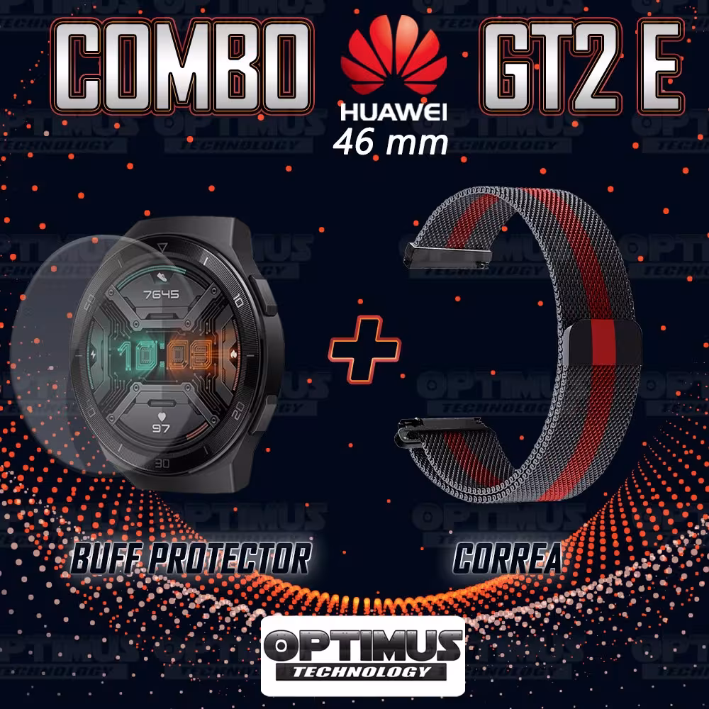 Buff Film Screen Protector Y Correa Magnética Acero Inoxidable Smartwatch Reloj Inteligente Huawei Gt2E OPTIMUS TECHNOLOGY™ - 2