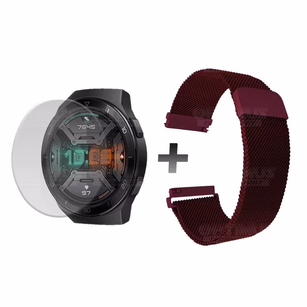 Buff Film Screen Protector Y Correa Magnética Acero Inoxidable Smartwatch Reloj Inteligente Huawei Gt2E OPTIMUS TECHNOLOGY™ - 11