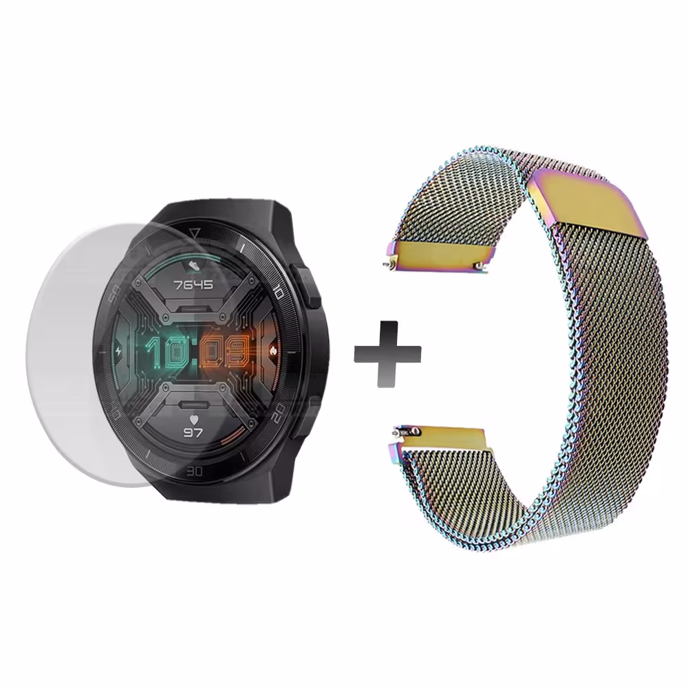 Buff Film Screen Protector Y Correa Magnética Acero Inoxidable Smartwatch Reloj Inteligente Huawei Gt2E OPTIMUS TECHNOLOGY™ - 13