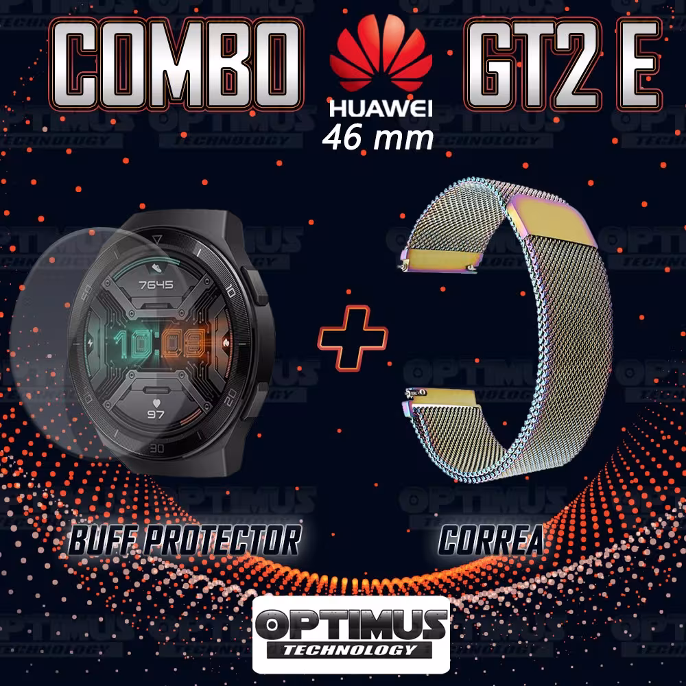 Buff Film Screen Protector Y Correa Magnética Acero Inoxidable Smartwatch Reloj Inteligente Huawei Gt2E OPTIMUS TECHNOLOGY™ - 14