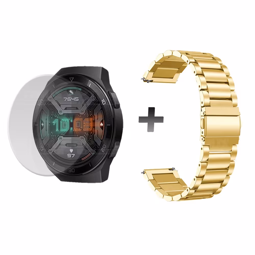 Buff Film Screen Protector Y Correa de Metal Inoxidable Smartwatch Reloj Inteligente Huawei Gt2E OPTIMUS TECHNOLOGY™ - 1