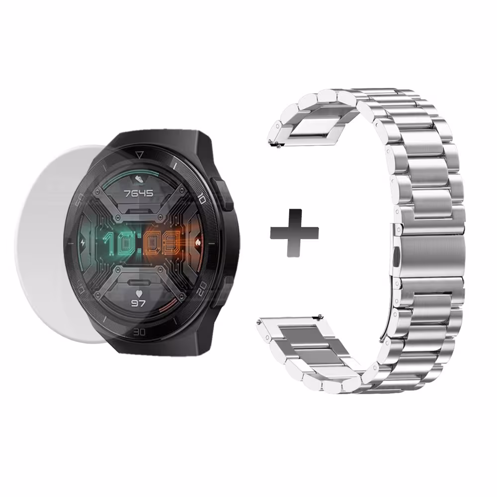 Buff Film Screen Protector Y Correa de Metal Inoxidable Smartwatch Reloj Inteligente Huawei Gt2E OPTIMUS TECHNOLOGY™ - 4