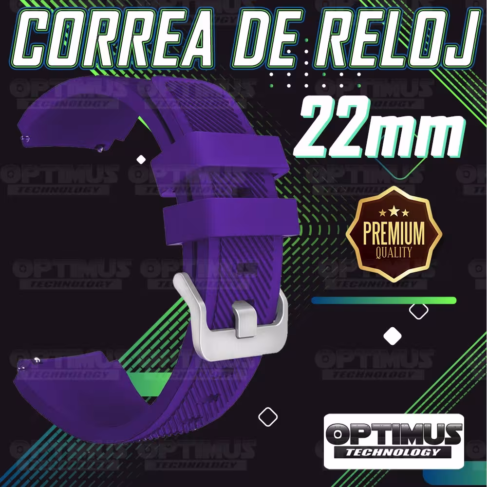 Correa Pulso Banda de Goma Rayada 22mm (milímetros) para reloj o Smartwatch Casio Xiaomi fossil Huawei Samsung OPTIMUS TECHNOLOG