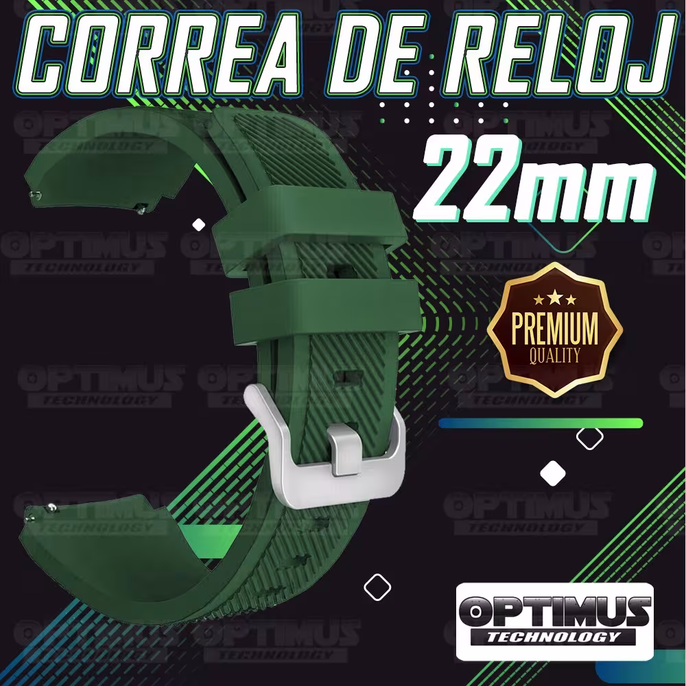 Correa Pulso Banda de Goma Rayada 22mm (milímetros) para reloj o Smartwatch Casio Xiaomi fossil Huawei Samsung OPTIMUS TECHNOLOG