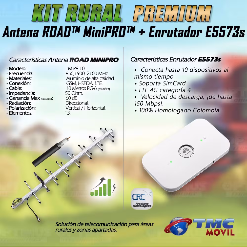 KIT Antena Amplificadora De Señal Road MiniPRO 60 Db Con Modem Mifi Huawei E5573s-508 HUAWEI COLOMBIA - 3