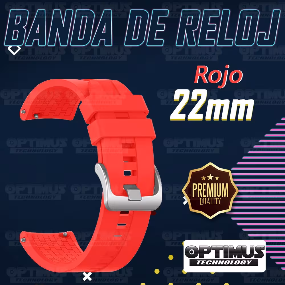 Correa Pulso de Goma 22mm (milímetros) para reloj o Smartwatch Casio Xiaomi fossil Huawei Samsung Michael Kors OPTIMUS TECHNOLOG
