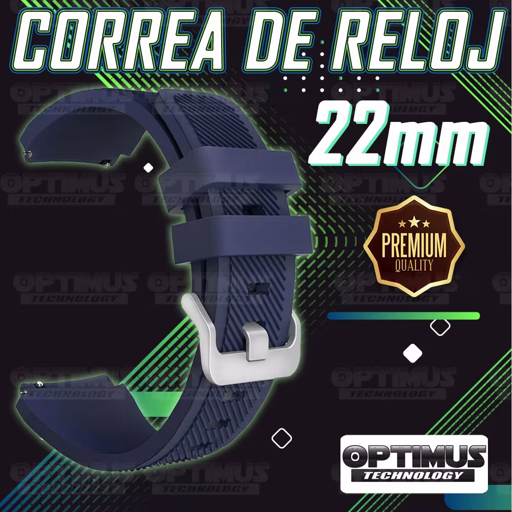 Correa Pulso Banda de Goma Rayada 22mm (milímetros) para reloj o Smartwatch Casio Xiaomi fossil Huawei Samsung OPTIMUS TECHNOLOG