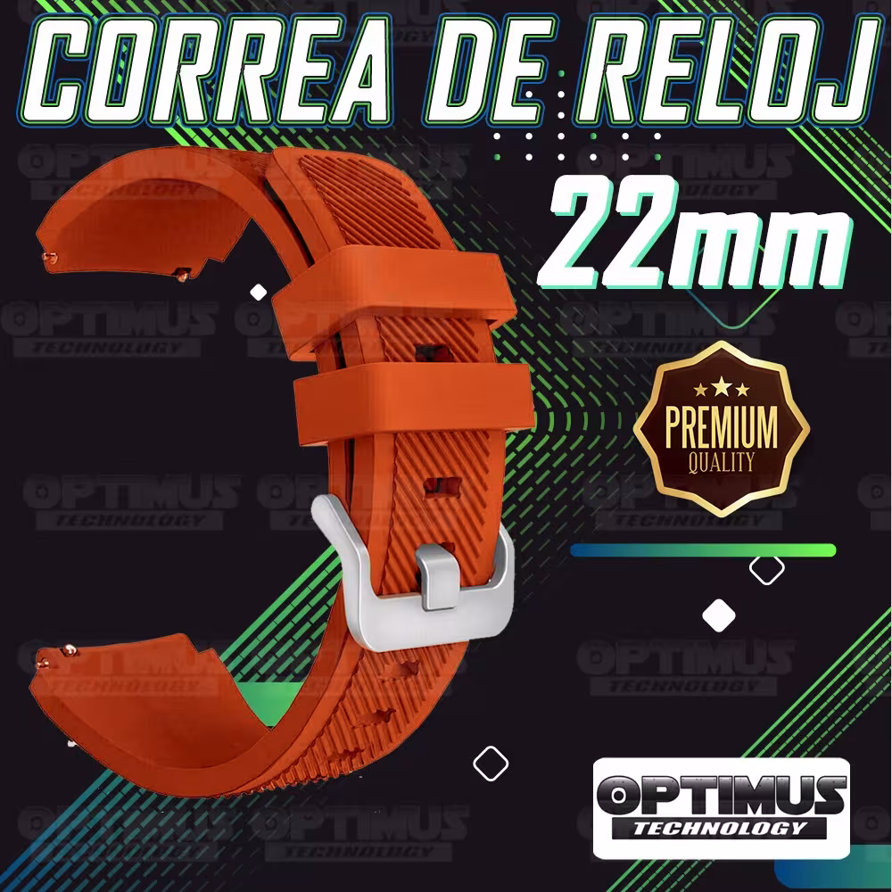 Correa Pulso Banda de Goma Rayada 22mm (milímetros) para reloj o Smartwatch Casio Xiaomi fossil Huawei Samsung OPTIMUS TECHNOLOG